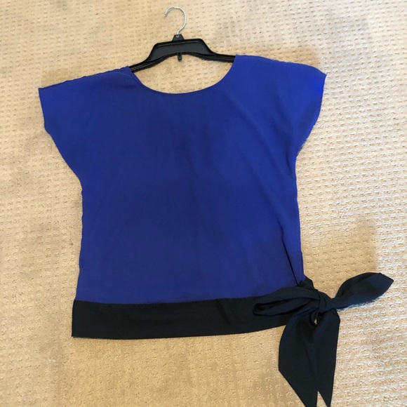 Ann Taylor royal blue blouse with tie - Picture 1 of 3